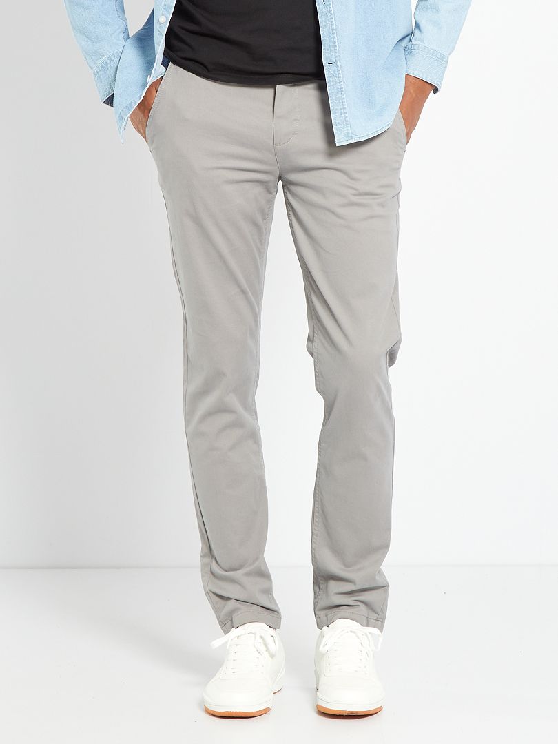 Pantalon chino slim gris clair - Kiabi