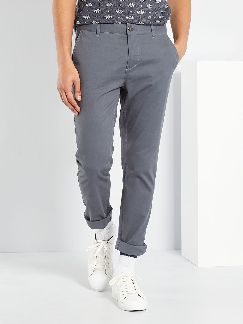Pantalon chino slim gris - Kiabi