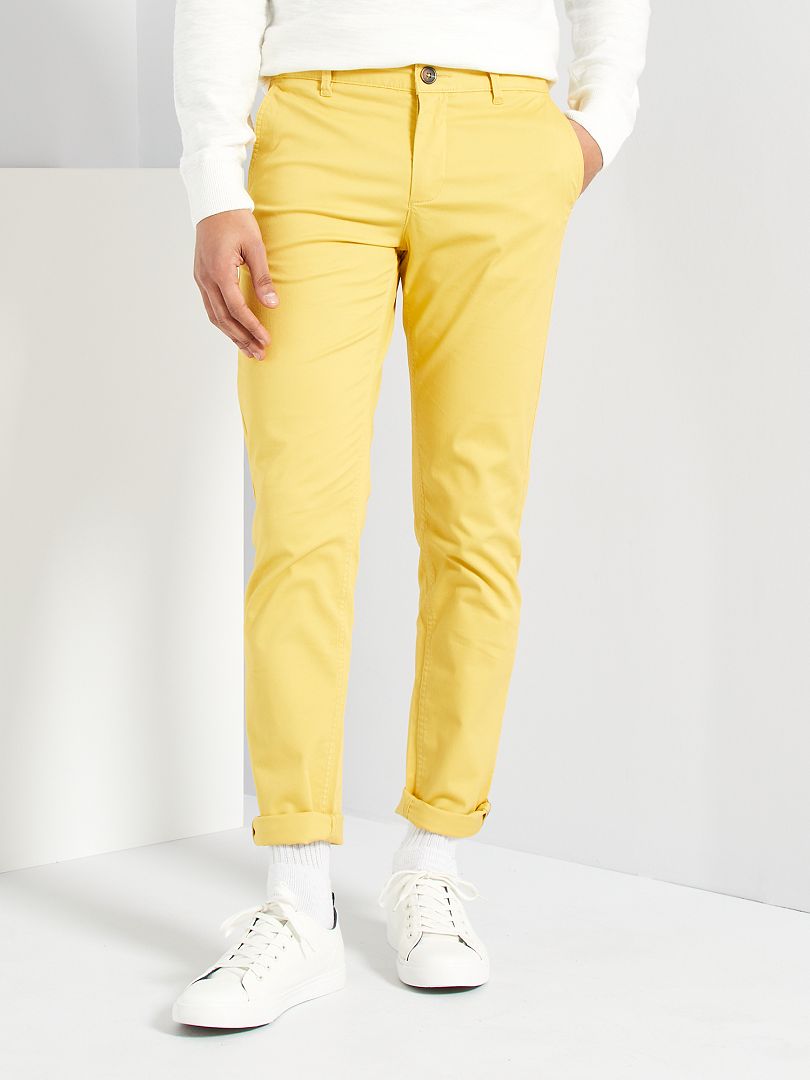 Pantalon chino slim jaune - Kiabi