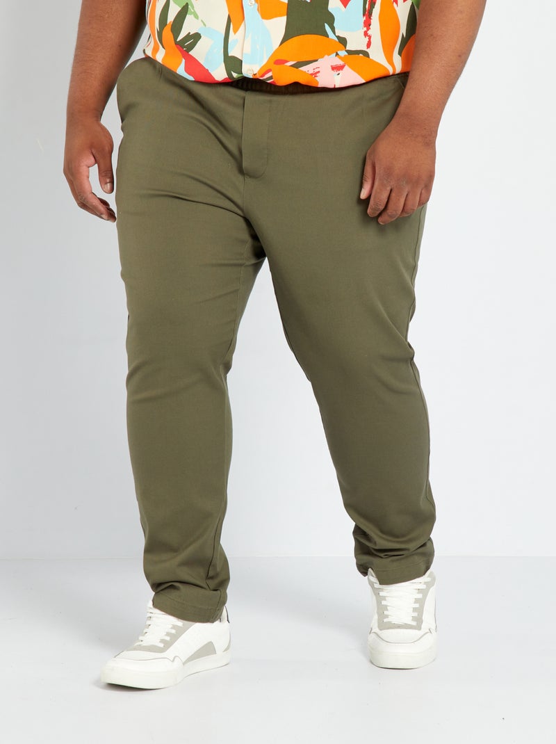 Pantalon chino slim Kaki - Kiabi