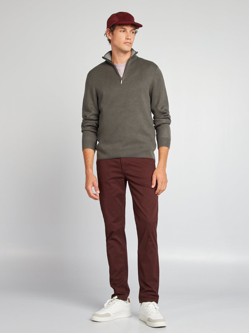 Pantalon chino slim Marron - Kiabi