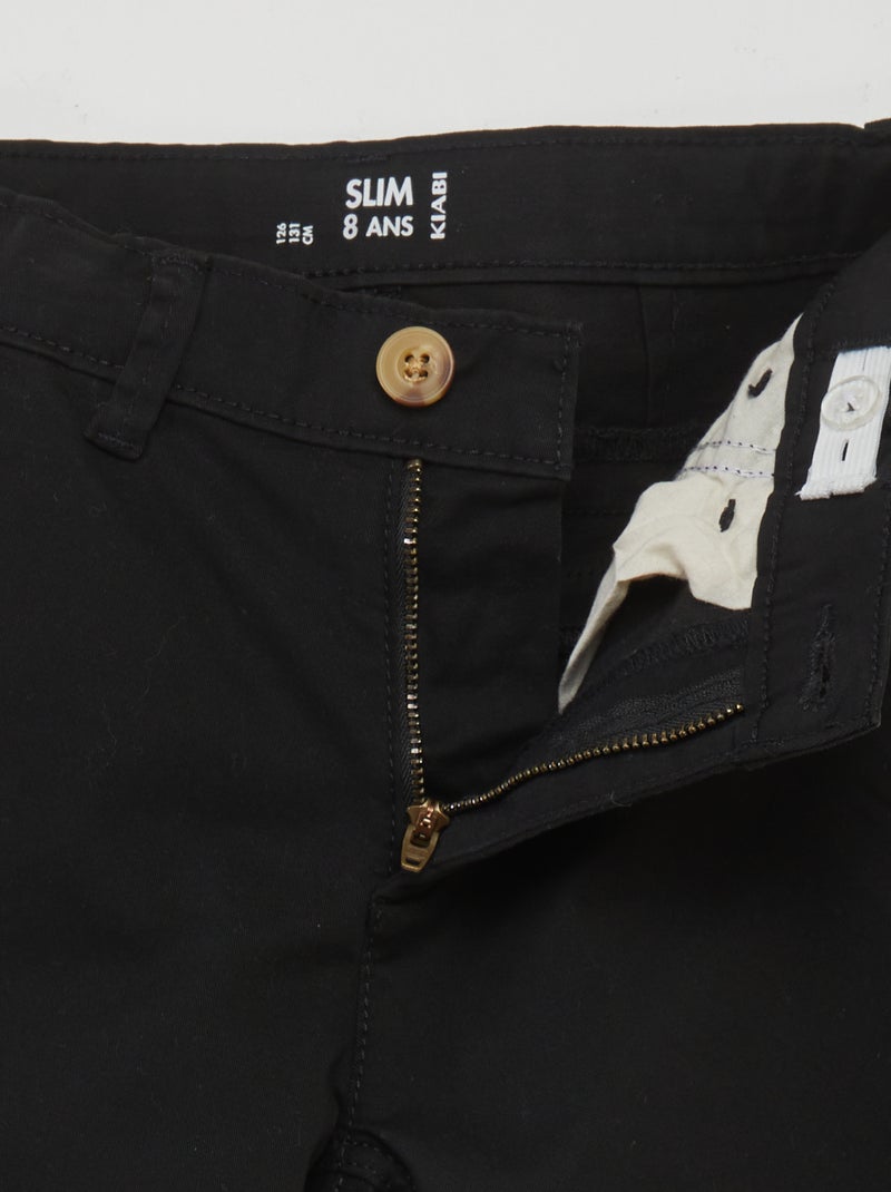 Pantalon chino slim Noir - Kiabi