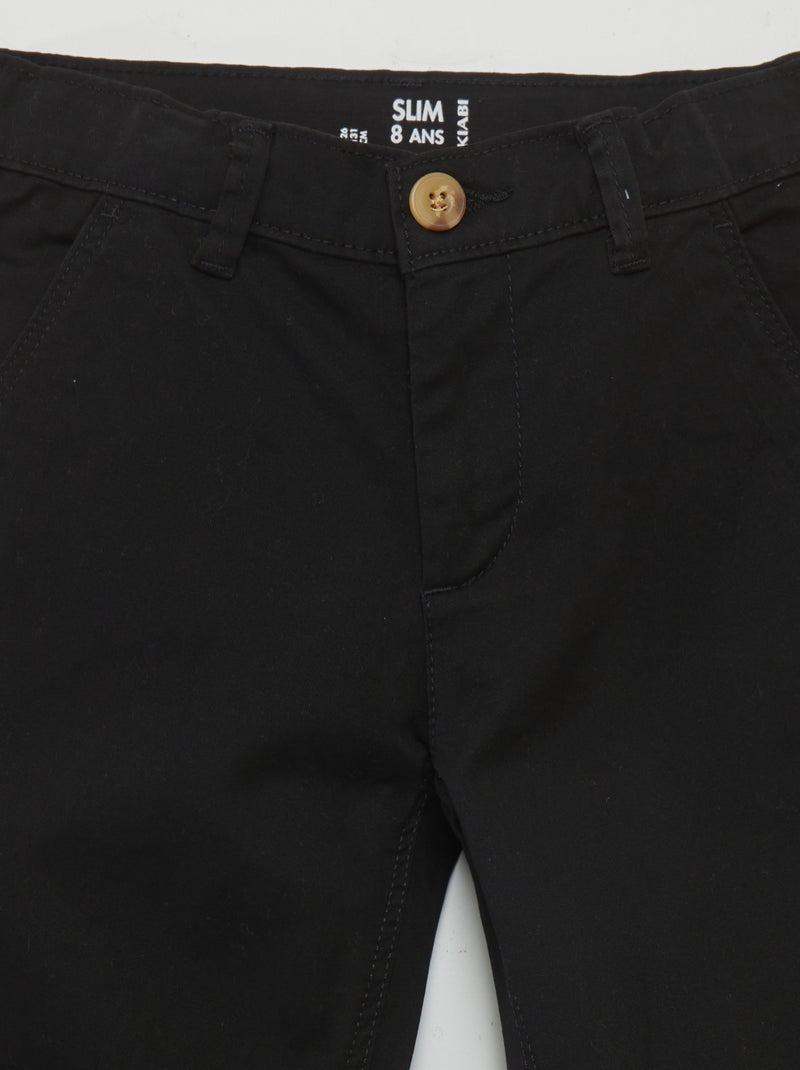 Pantalon chino slim Noir - Kiabi