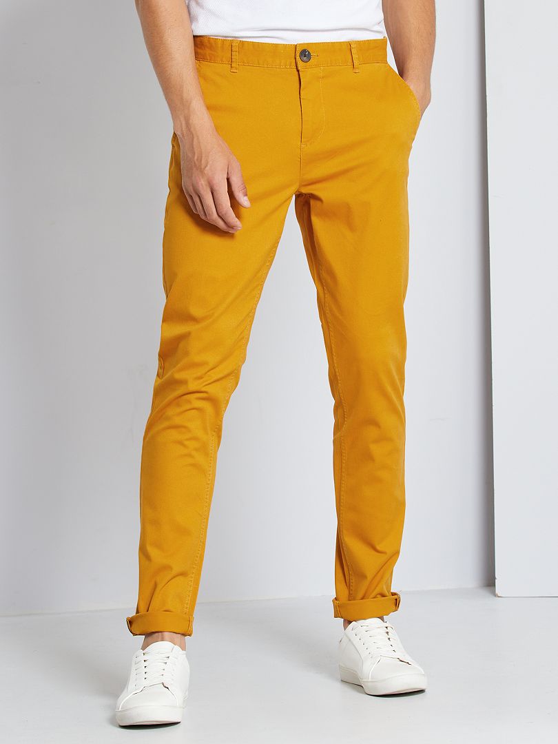 Pantalon chino slim orange clair - Kiabi