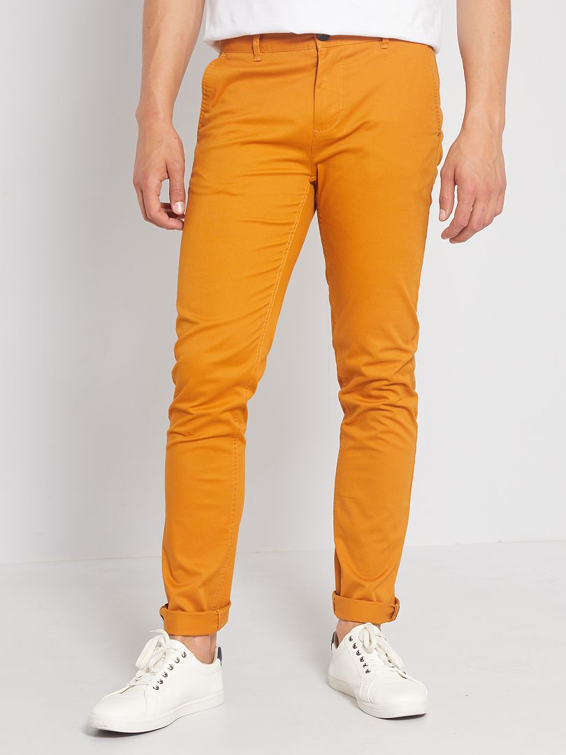 Pantalon chino slim orange - Kiabi