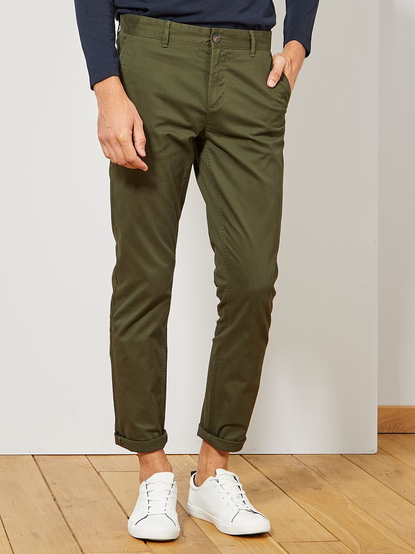 Pantalon chino slim vert sapin - Kiabi
