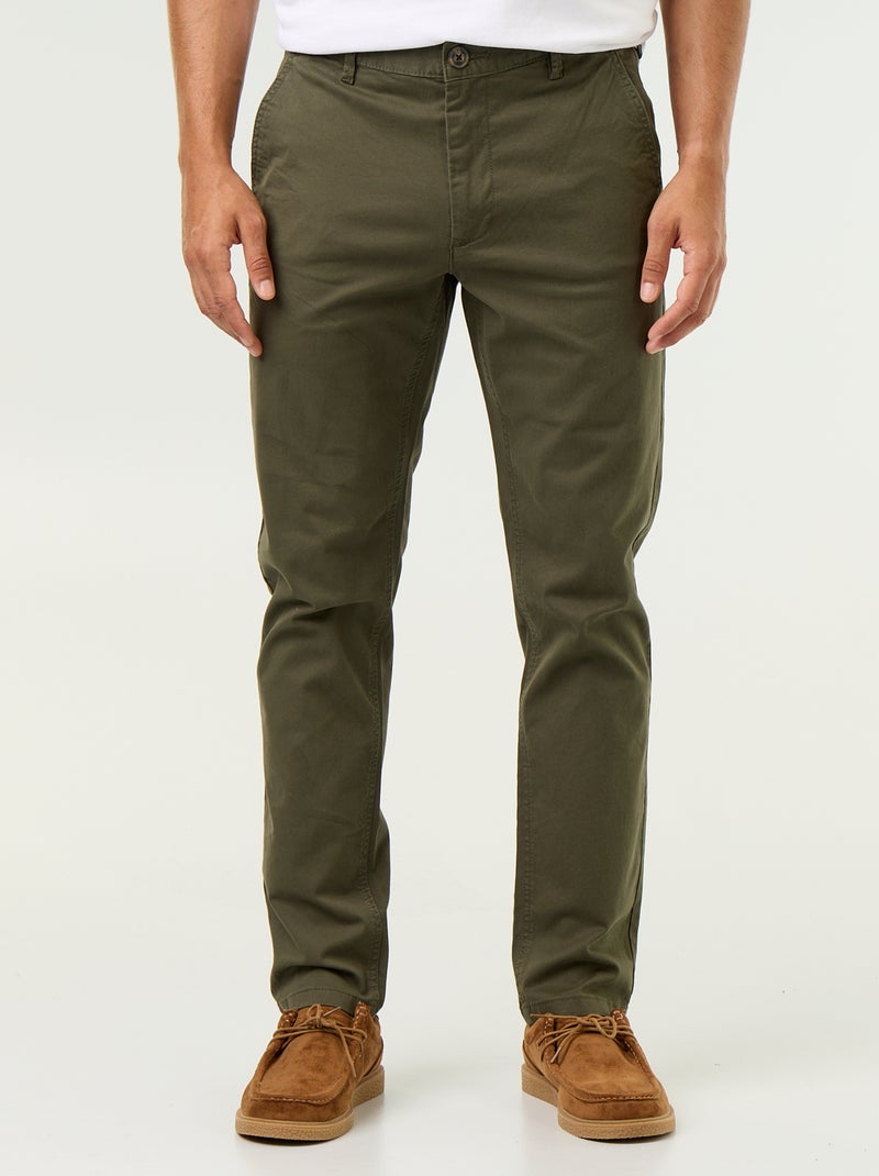 Pantalon chino slim Vert - Kiabi