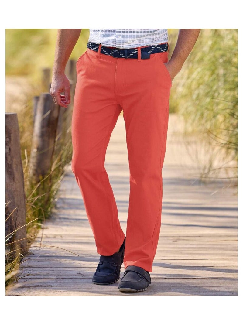 Pantalon Chino Stretch Casual   - ATLAS FOR MEN Rouge brique - Kiabi