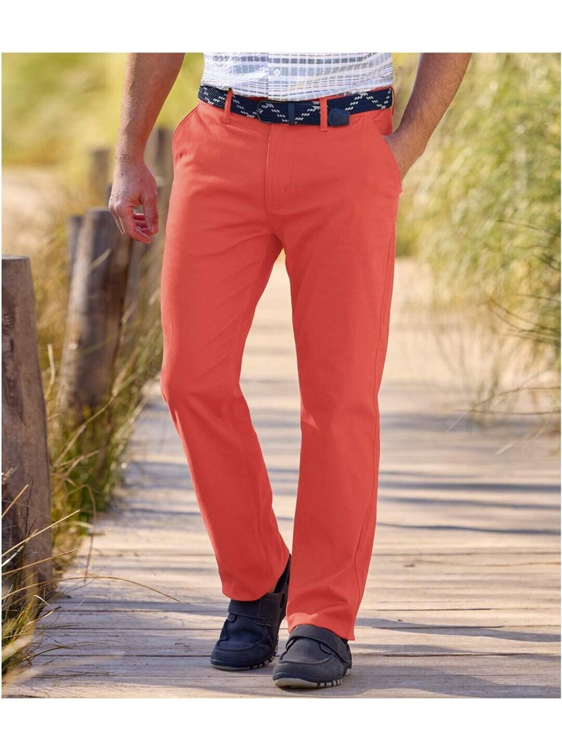 Pantalon chino stretch casual   - atlas for men Rouge brique - Kiabi