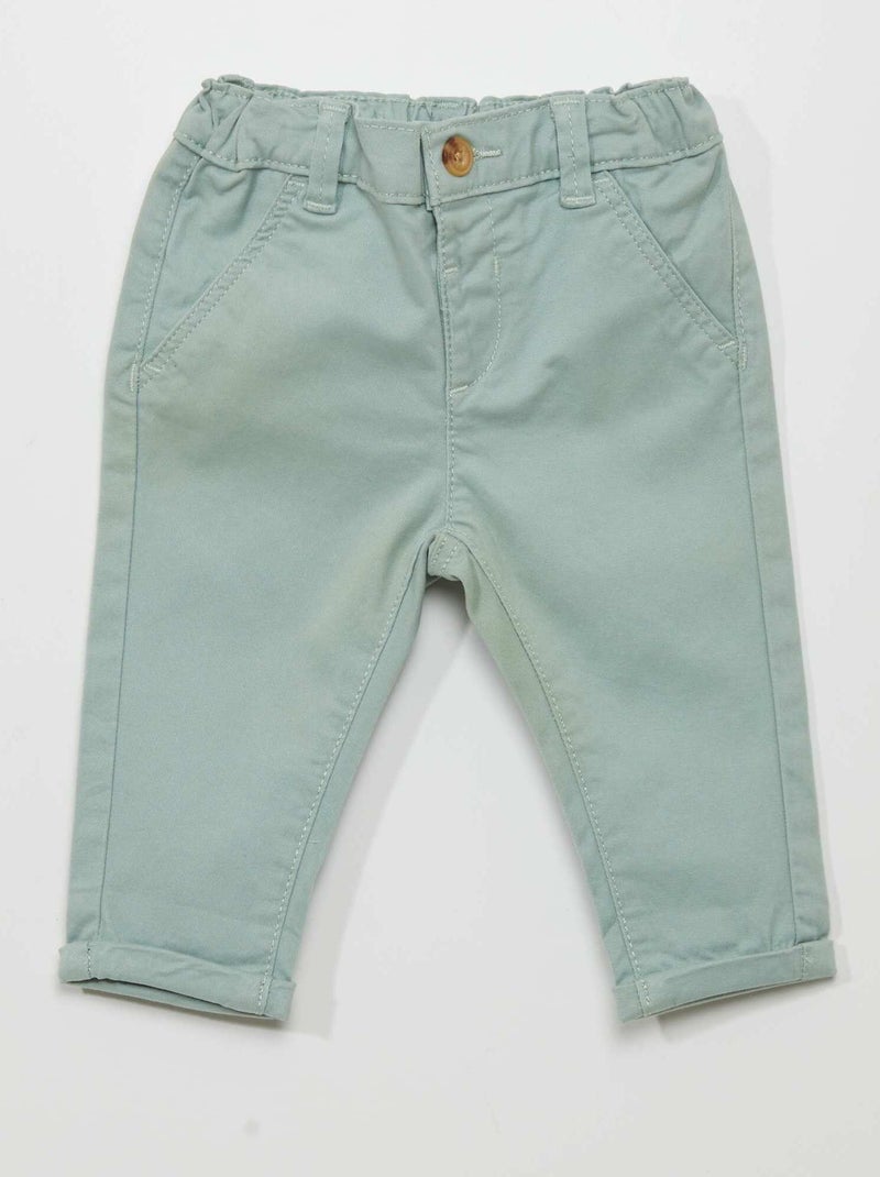 Pantalon chino uni Vert - Kiabi