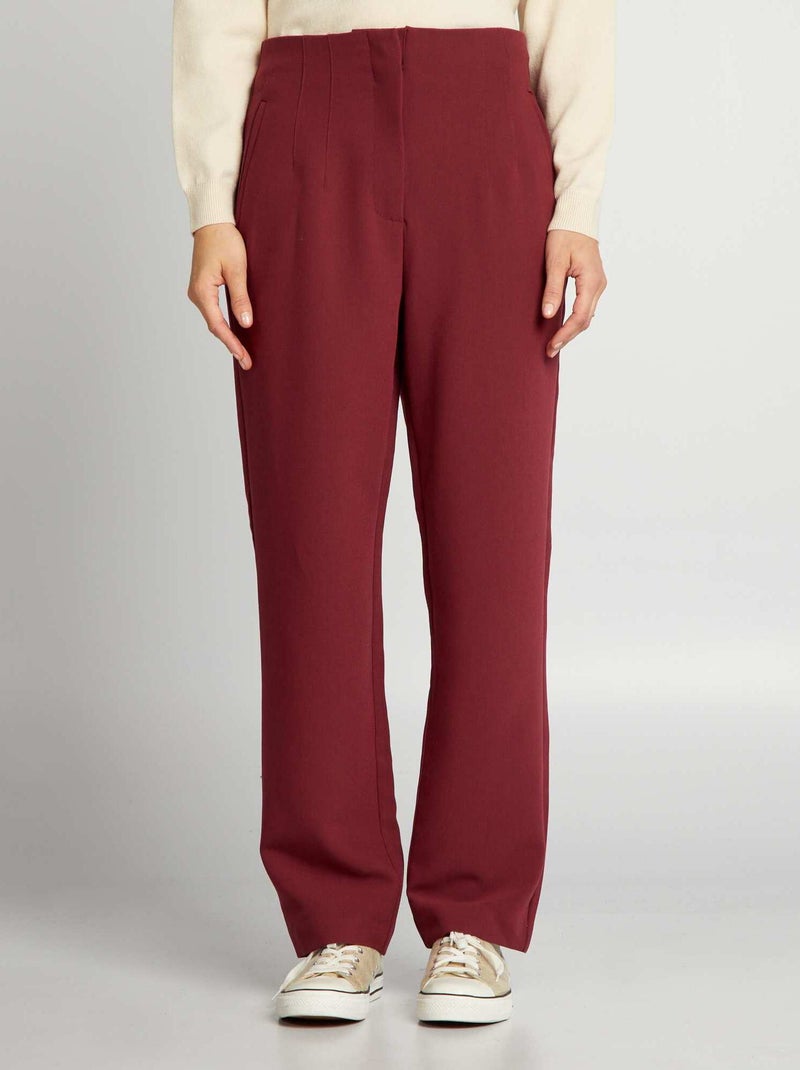 Pantalon cigarette à taille haute Rouge - Kiabi