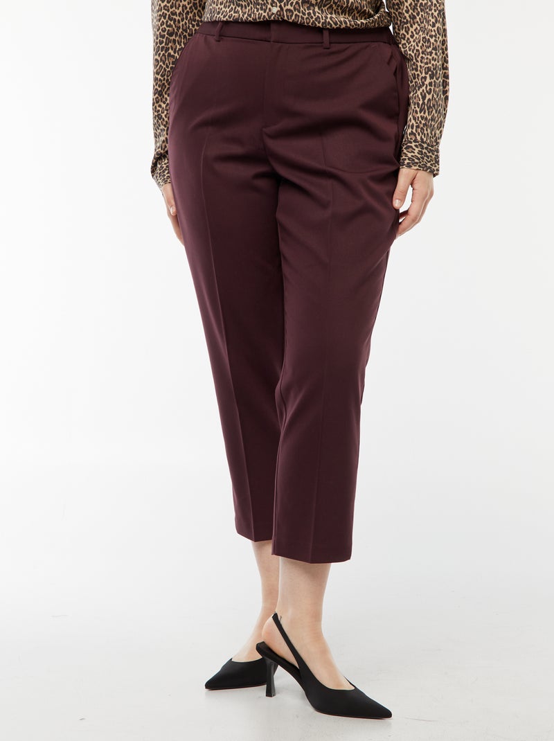 Pantalon cigarette avec ouverture par crochet et zippée Violet - Kiabi