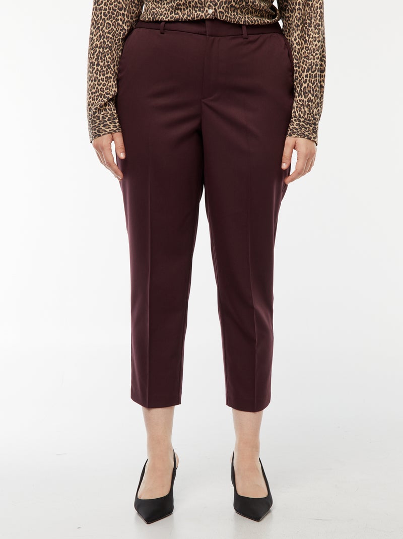 Pantalon cigarette avec ouverture par crochet et zippée Violet - Kiabi