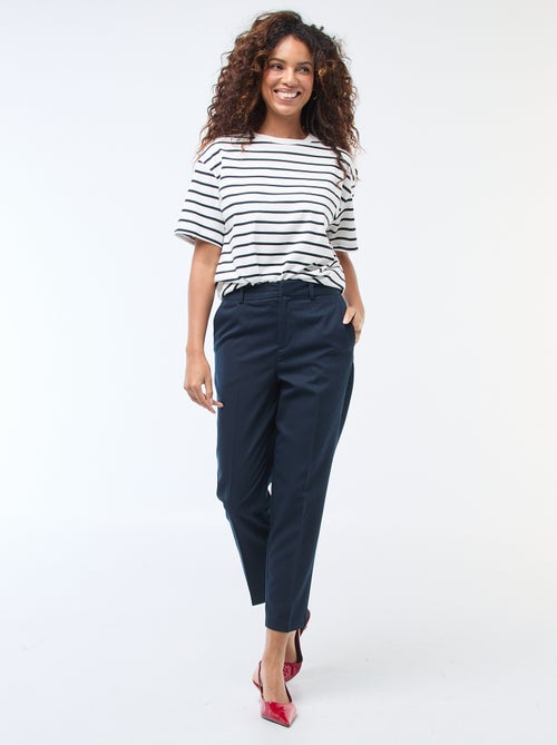 Pantalon cigarette femme en chaîne et trame - Kiabi