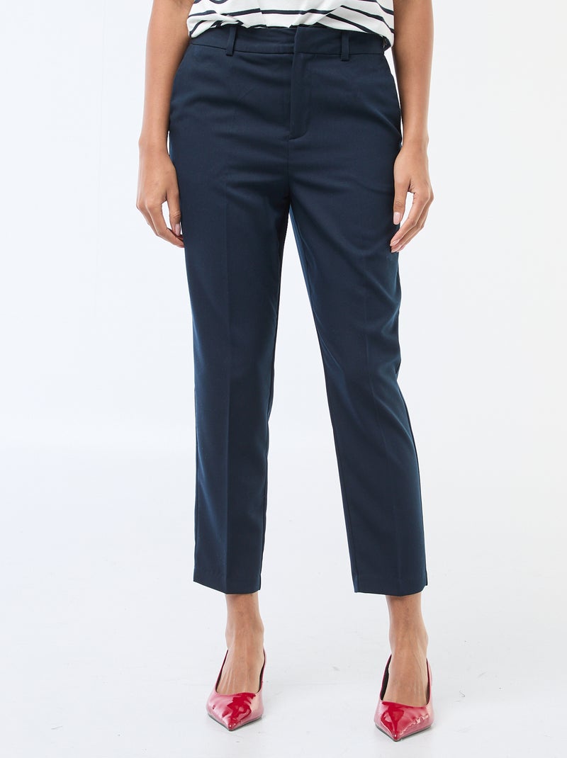 Pantalon cigarette femme en chaîne et trame Bleu - Kiabi