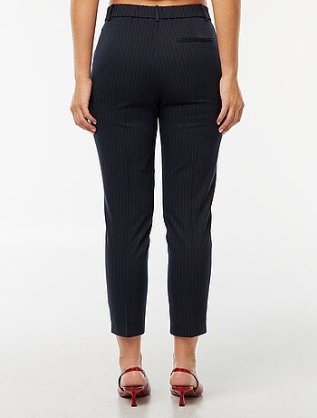 Pantalon femme cigarette uni en chaîne et trame