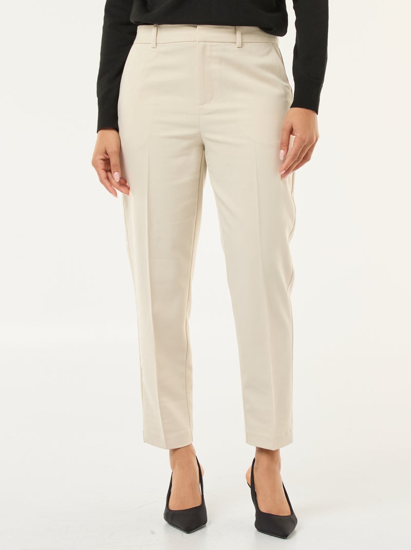 Pantalon cigarette pour femme uni Beige - Kiabi