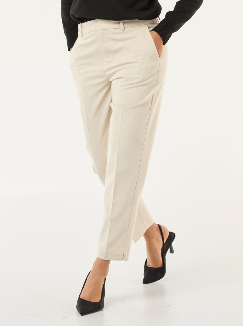 Pantalon cigarette pour femme uni Beige - Kiabi