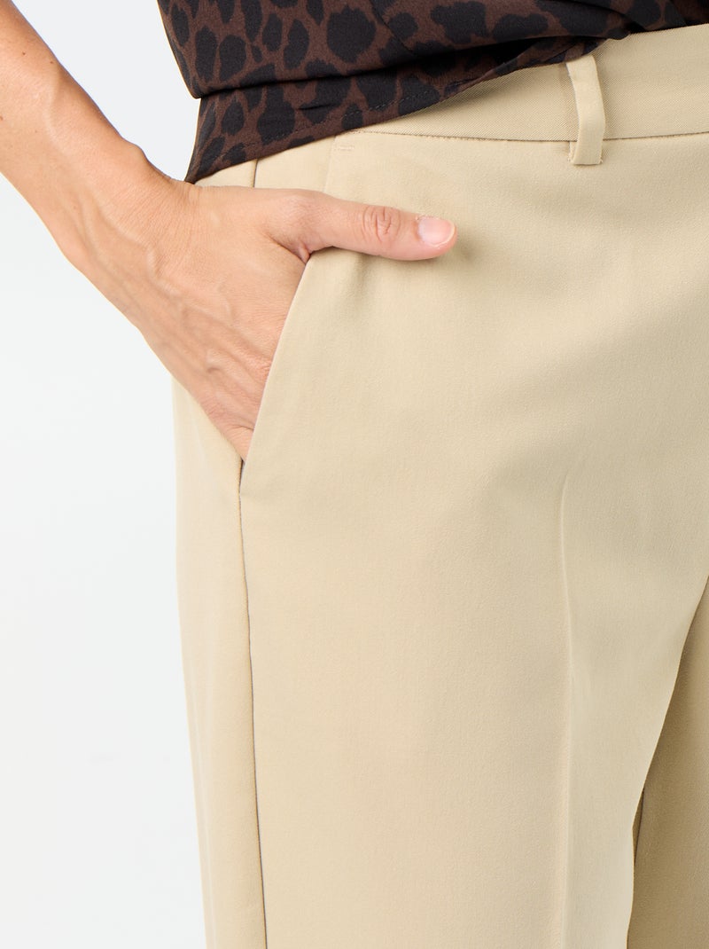 Pantalon cigarette uni avec 2 poches Beige - Kiabi