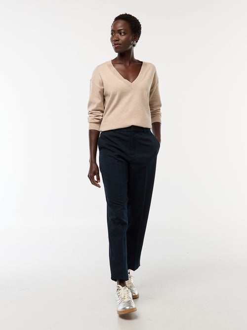 Pantalon cigarette uni avec 2 poches - Kiabi
