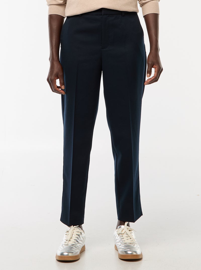 Pantalon cigarette uni avec 2 poches Bleu - Kiabi