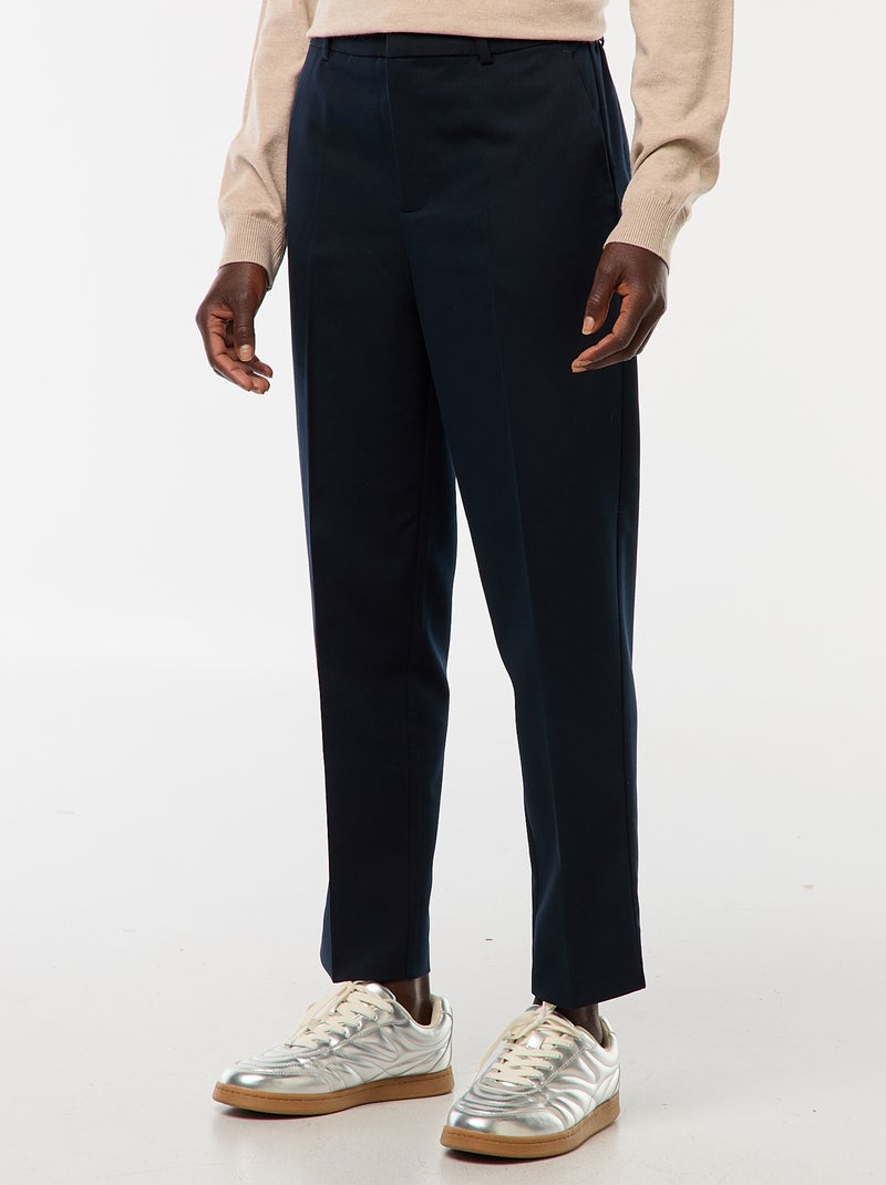 Pantalon cigarette uni avec 2 poches Bleu - Kiabi