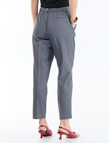 Pantalon cigarette uni avec 2 poches
