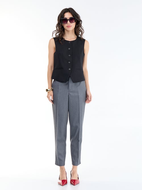 Pantalon cigarette uni avec 2 poches - Kiabi