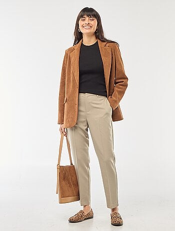 Pantalon cigarette uni avec 2 poches