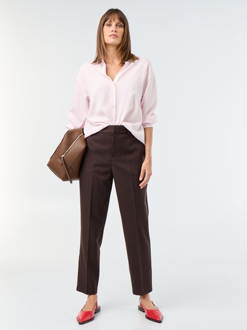 Pantalon cigarette uni avec 2 poches - Kiabi