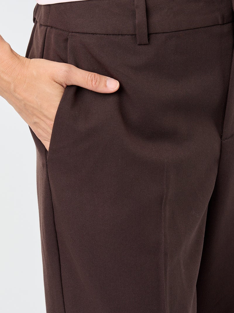 Pantalon cigarette uni avec 2 poches Marron - Kiabi