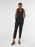 Pantalon cigarette uni avec 2 poches Noir - Kiabi