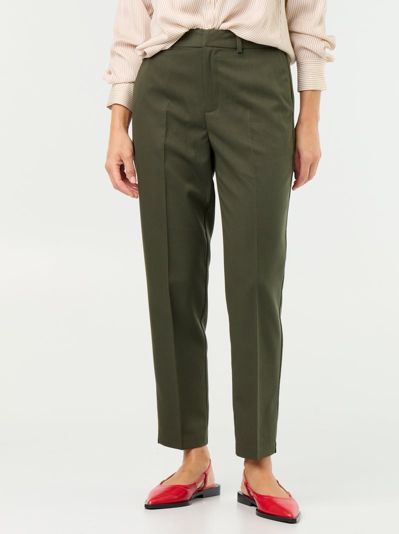 Pantalon cigarette uni avec 2 poches Vert - Kiabi