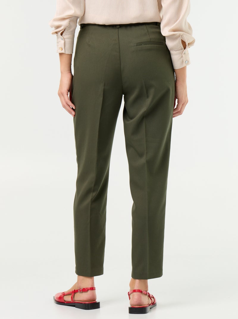 Pantalon cigarette uni avec 2 poches Vert - Kiabi