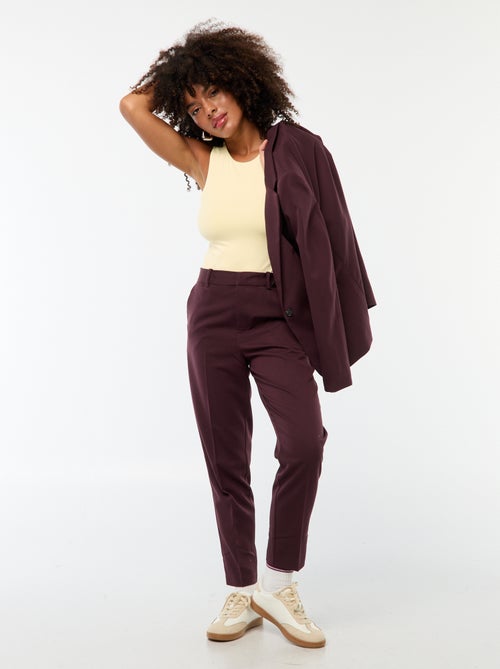 Pantalon cigarette uni avec 2 poches - Kiabi