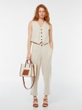 Pantalon cigarette uni Blanc - Kiabi