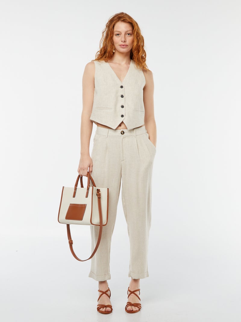 Pantalon cigarette uni Blanc - Kiabi