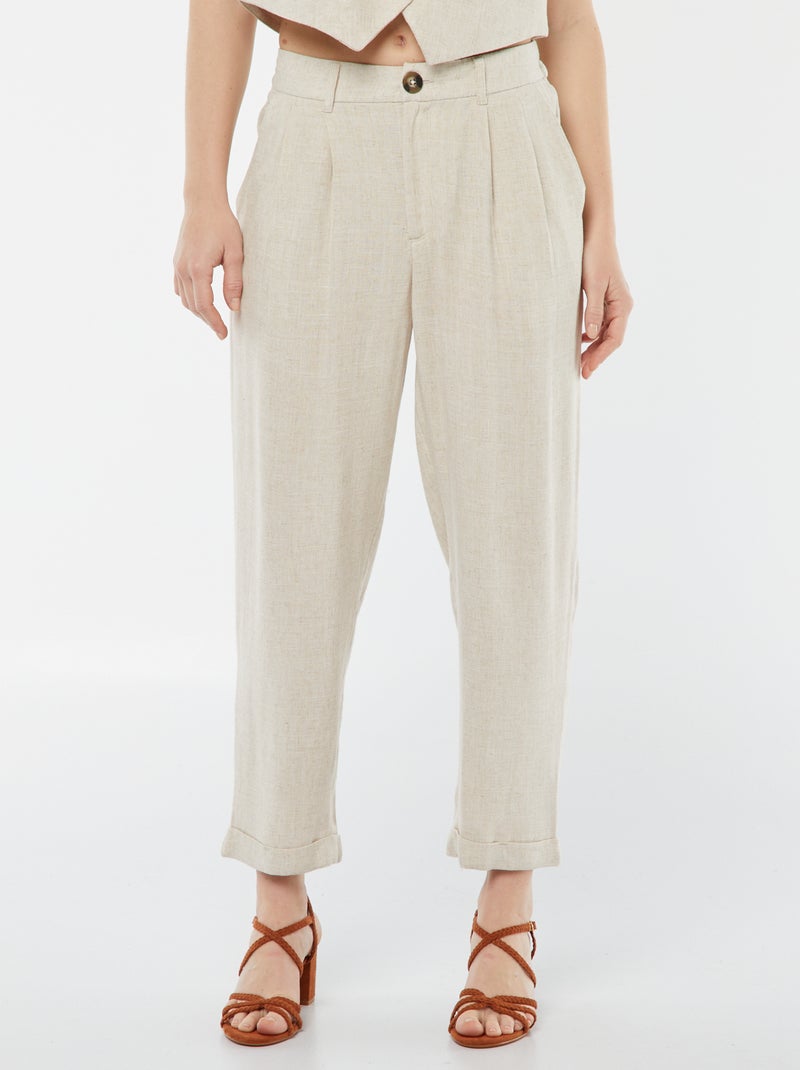 Pantalon cigarette uni Blanc - Kiabi