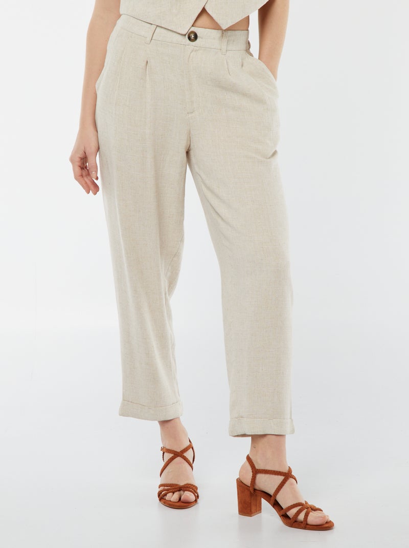 Pantalon cigarette uni Blanc - Kiabi