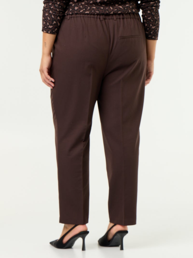 Pantalon cigarette uni Marron - Kiabi