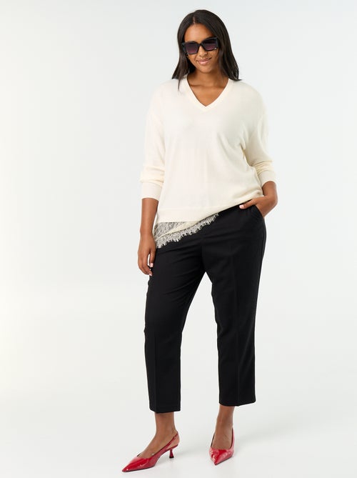 Pantalon cigarette uni - Kiabi Pantalon cigarette uni - Kiabi