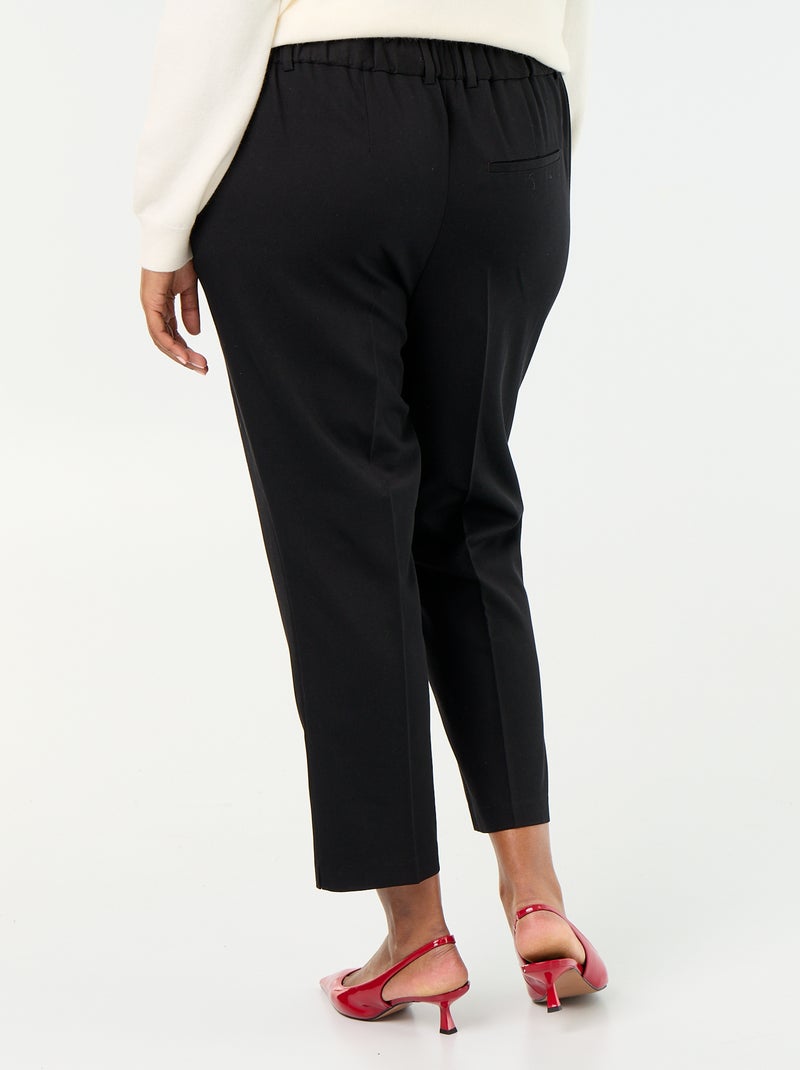 Pantalon cigarette uni Noir - Kiabi