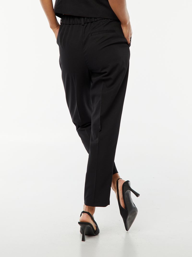 Pantalon cigarette uni pour femme Noir - Kiabi