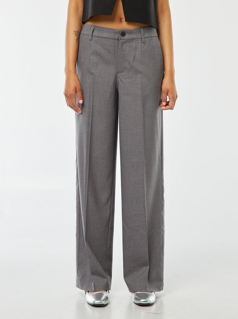 Pantalon city large à pinces Gris - Kiabi