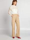 Pantalon city large avec bandes sur les côtés BEIGE - Kiabi