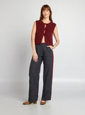 Pantalon city large avec bandes sur les côtés BLEU - Kiabi