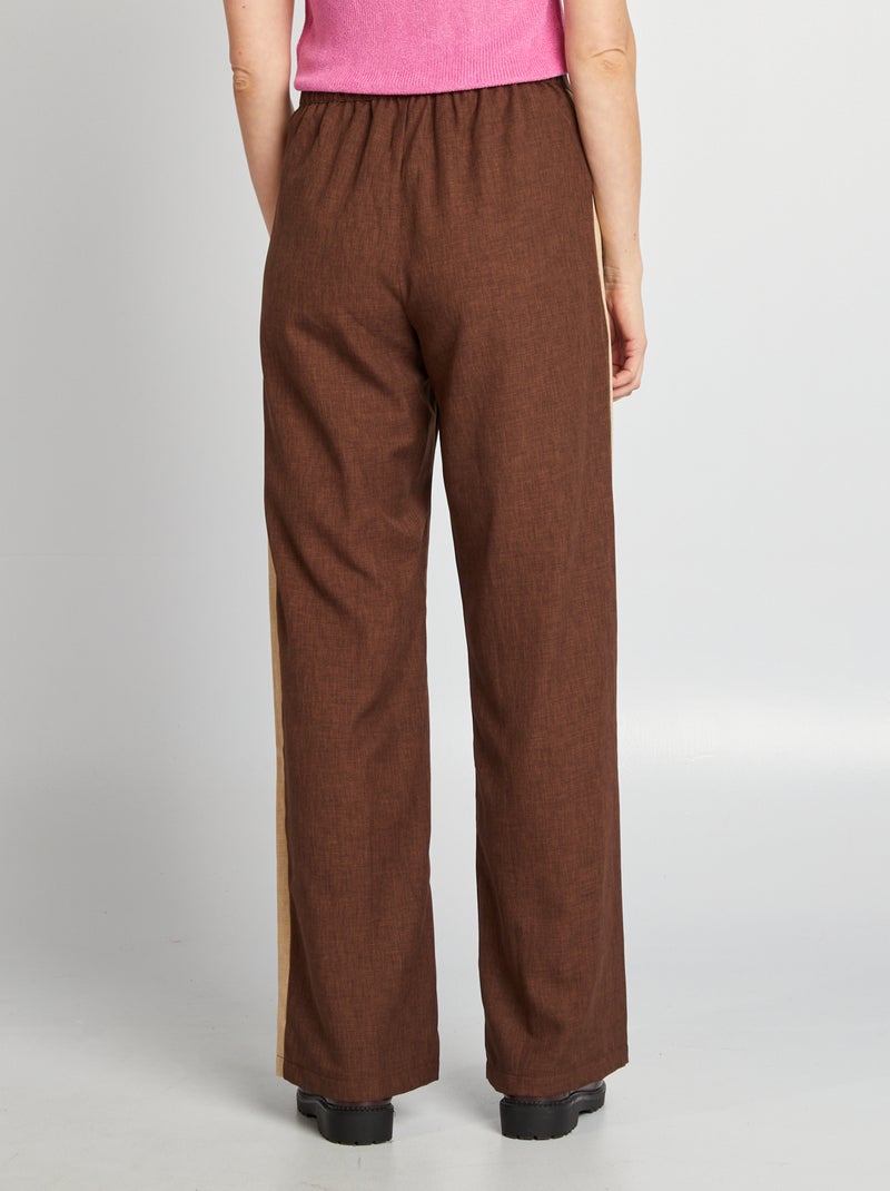 Pantalon city large avec bandes sur les côtés MARRON - Kiabi
