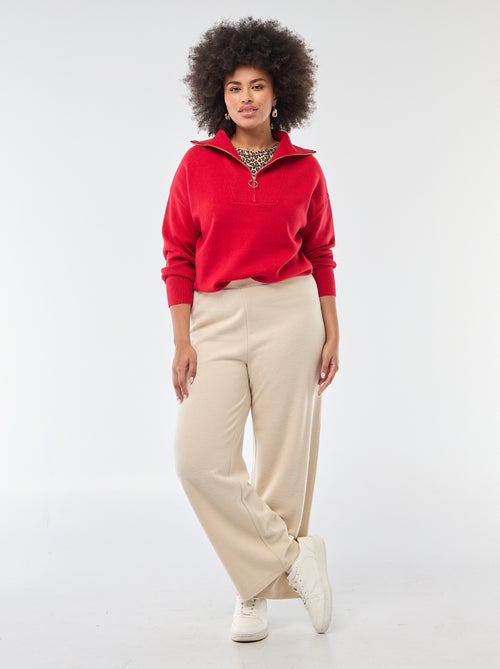 Pantalon confort en maille côtelée - Kiabi