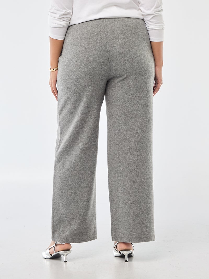 Pantalon confort en maille côtelée Gris - Kiabi