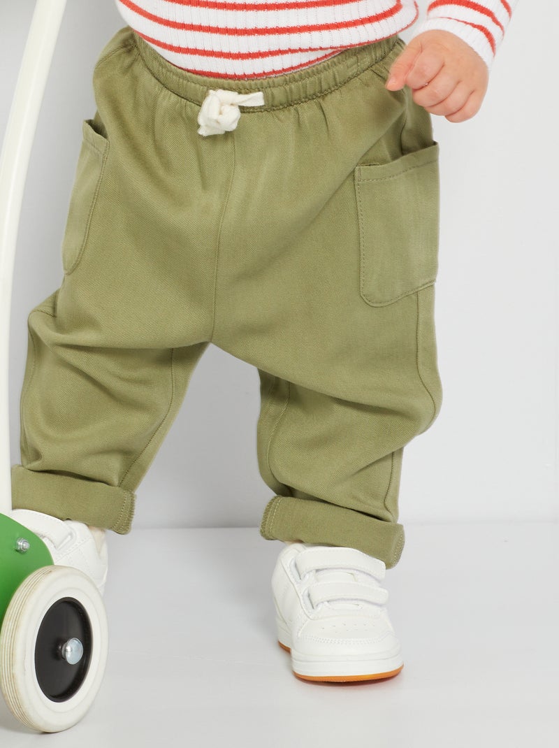 Pantalon confort en viscose Kaki - Kiabi